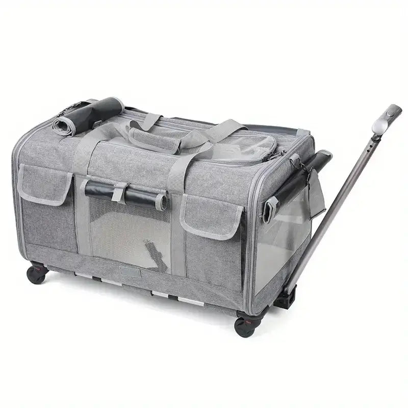 Large Capacity 4-in-1 Rolling Pet Carrier Backpack & Trolley Suitcase