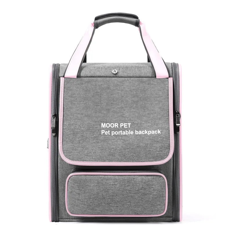 Moorpet Foldable Pet Backpack, Large‑Capacity Portable Travel Carrier, Dual‑Use Shoulder & Hand Bag for Cats & Small Dogs