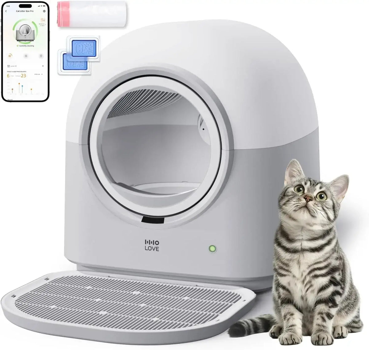 Automatic Self-Cleaning Smart Robot Cat Litter Box with App Control