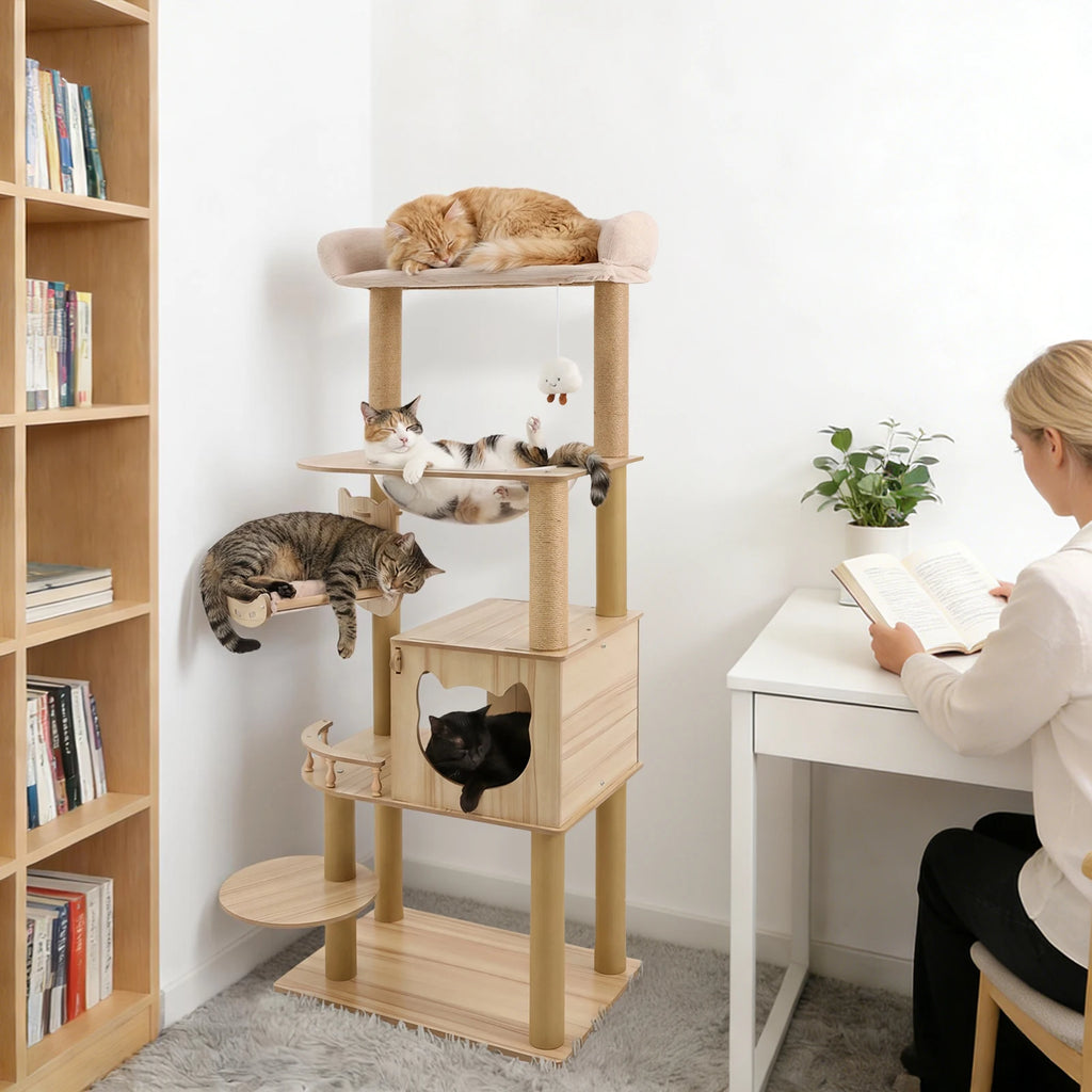 Multi-Level Large Cat Tree Tower with Clear Space Capsule (66 lbs Capacity)
