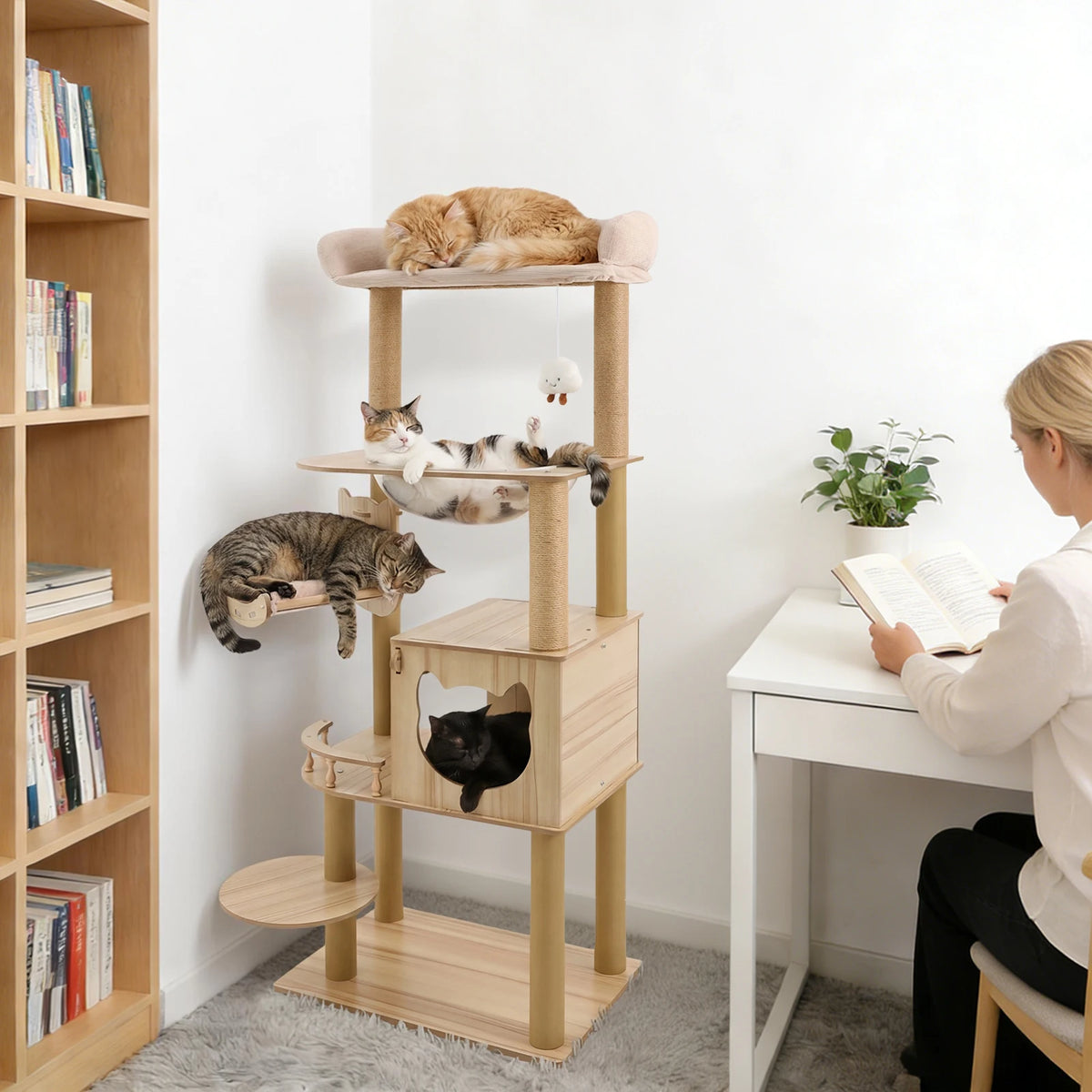 Multi-Level Large Cat Tree Tower with Clear Space Capsule (66 lbs Capacity)
