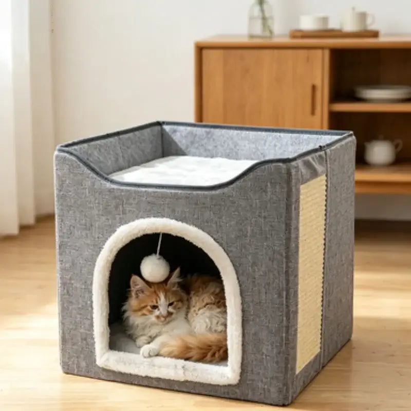 Large Foldable Winter Warm Cat House Villa