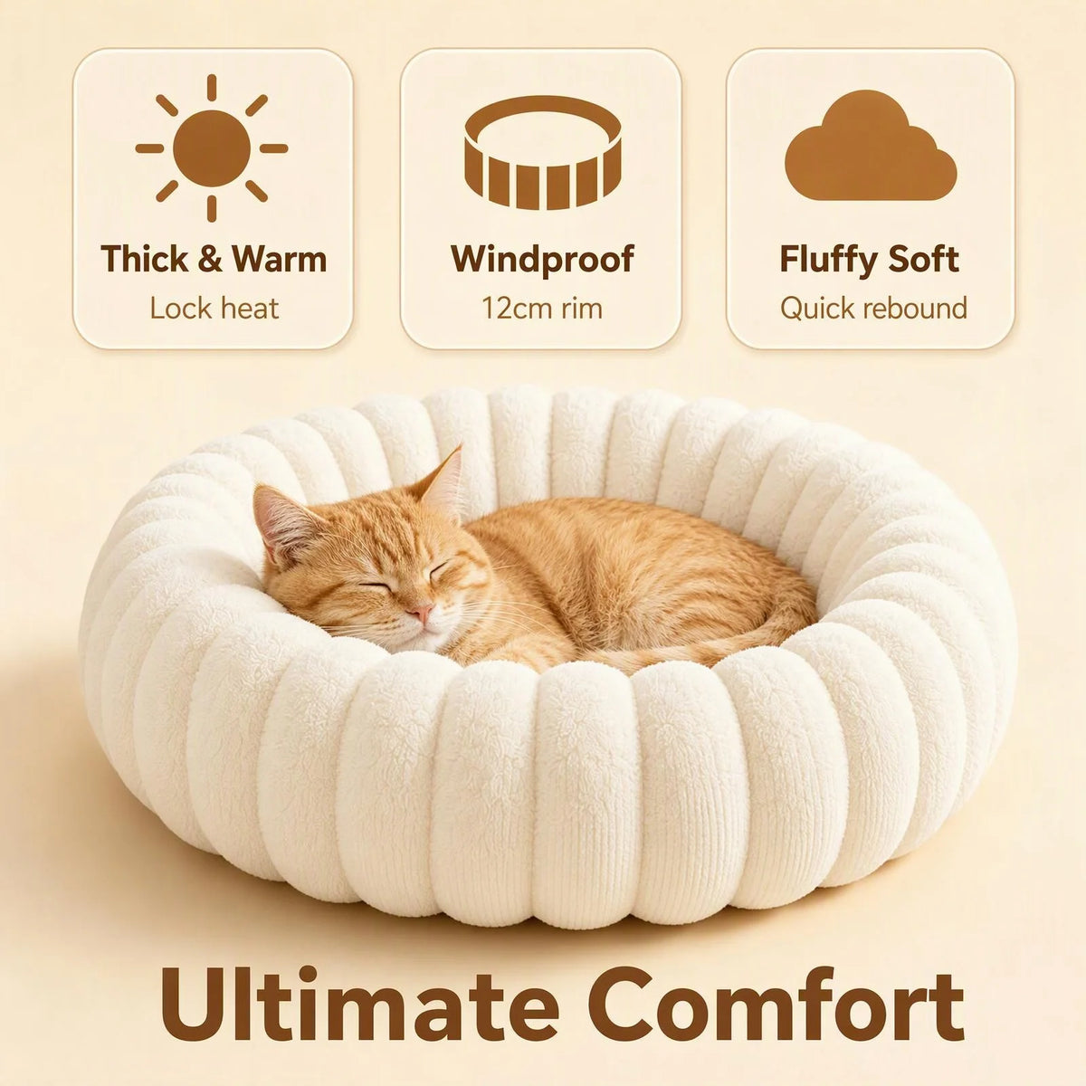 Plush Pumpkin Deep Sleep Donut Cat