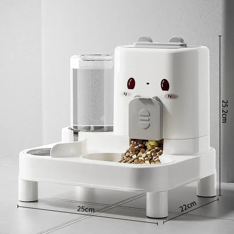 3-in-1 Raised Pet Feeding Station with Automatic Water Fountain & Food Bowl