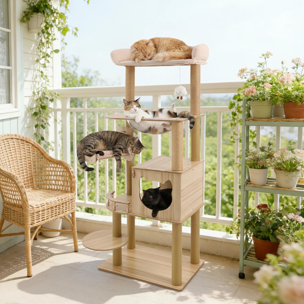 Multi-Level Large Cat Tree Tower with Clear Space Capsule (66 lbs Capacity)