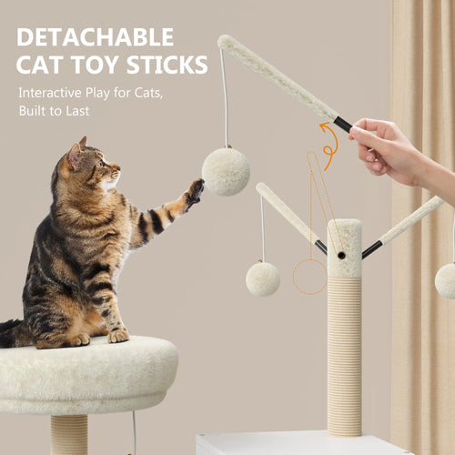 2-in-1 Cat Tree Tower with Litter Box Enclosure & Storage — White
