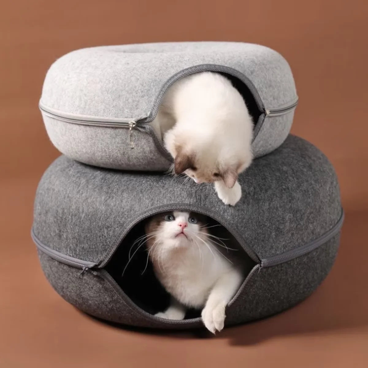 Felt Cat Tunnel Donut Nest