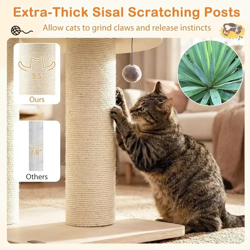 Multi-Level Large Cat Tree Tower with Condo, Dual Hammocks & Basket