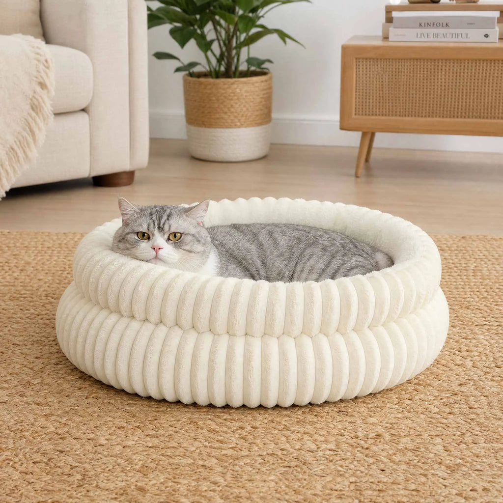 Round Cute Plush Cat Bed & Nest