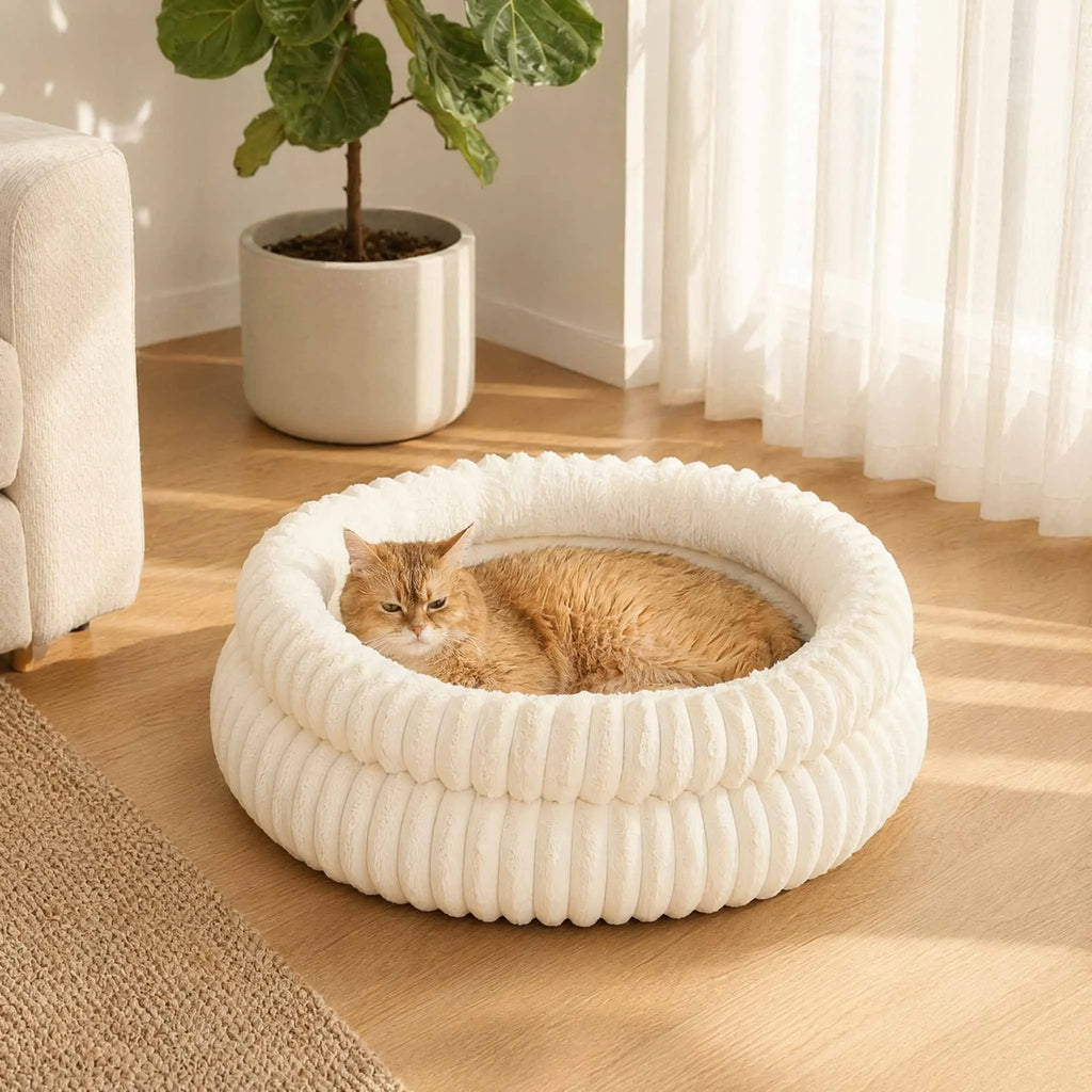 Round Cute Plush Cat Bed & Nest