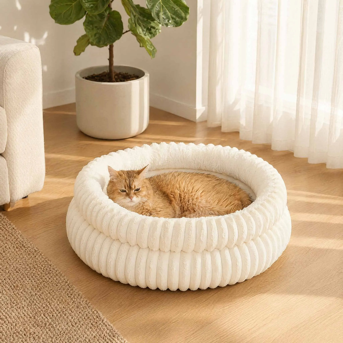 Round Cute Plush Cat Bed & Nest