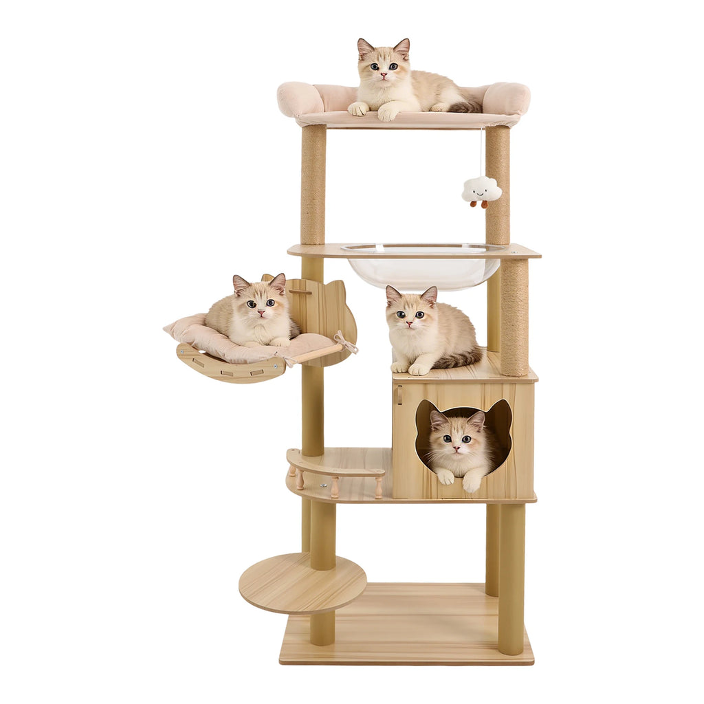 Multi-Level Large Cat Tree Tower with Clear Space Capsule (66 lbs Capacity)