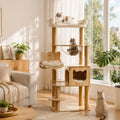 5-Tier 55" Wood Cat Tree Tower with Clear Space Capsule & Hammock