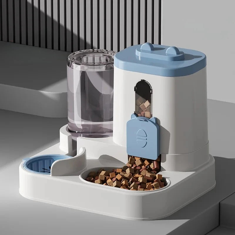 Cat Bowl Automatic Feeder with Spill Proof Design with Water Fountain Pet Food Dispenser for Small Medium Large Cats Dogs