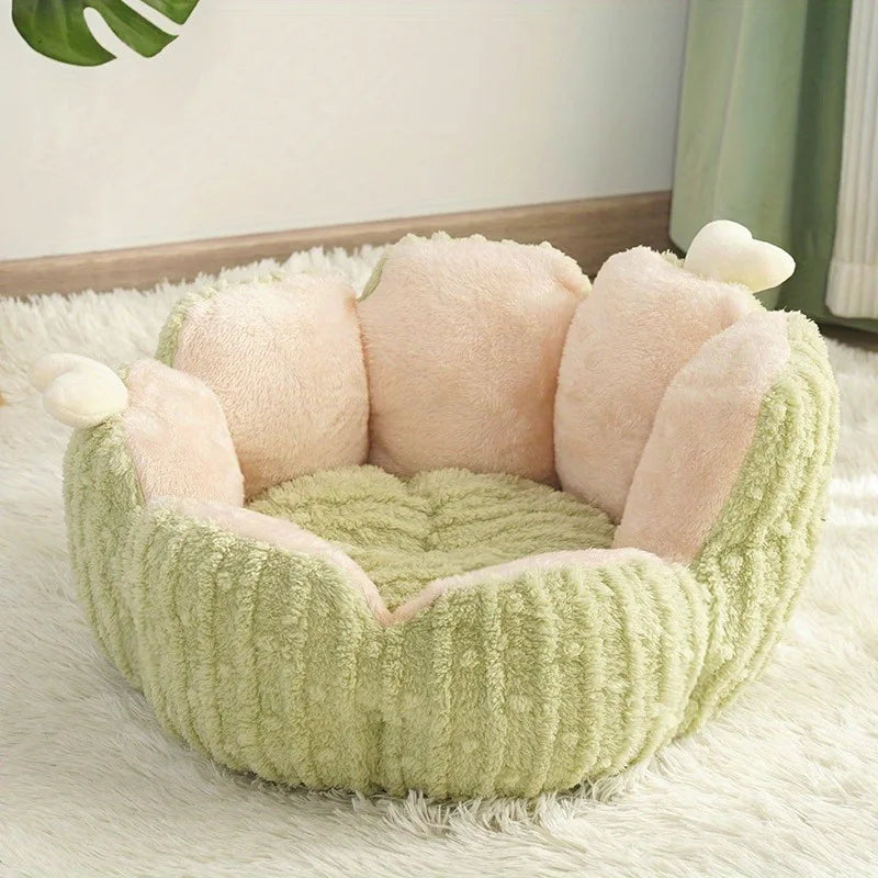 Warm Fluffy Winter Cat & Puppy Bed with Soft Cushion