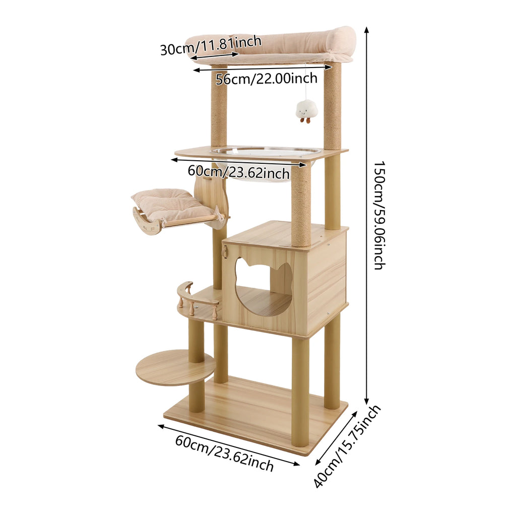 Multi-Level Large Cat Tree Tower with Clear Space Capsule (66 lbs Capacity)