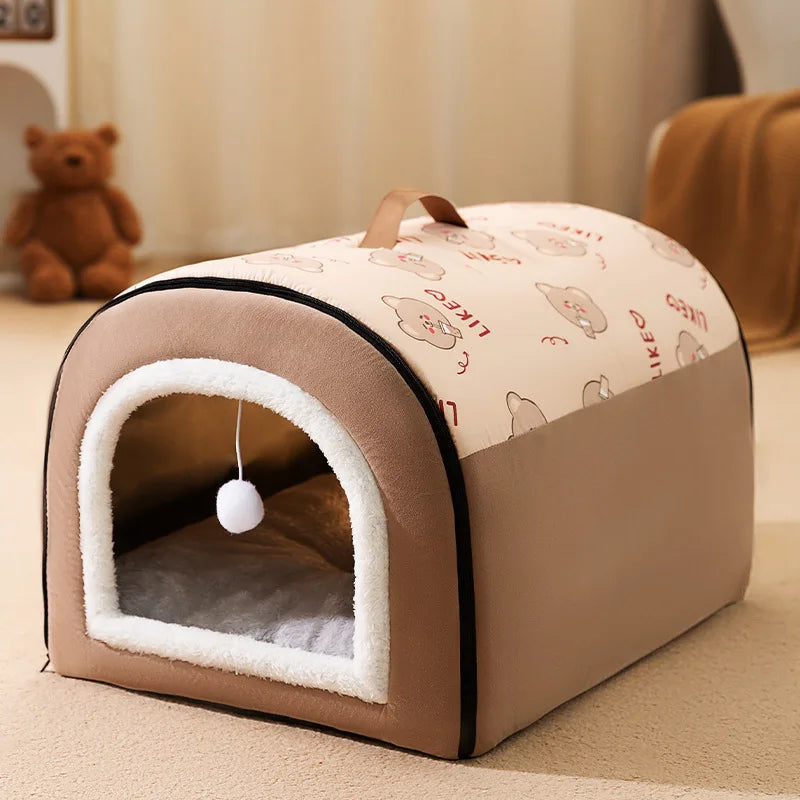 Warm Detachable Soft Cat House Bed