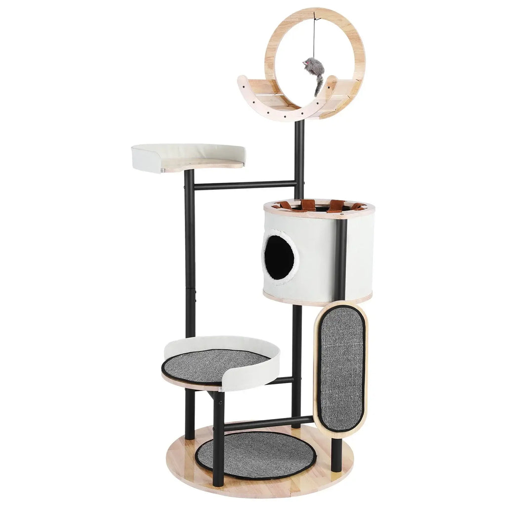 66" Multi-Level Cat Tree Tower with Hammock & Scratching Posts