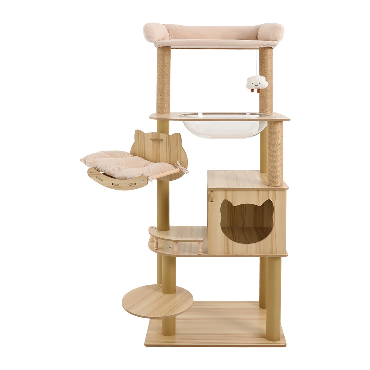 Multi-Level Large Cat Tree Tower with Clear Space Capsule (66 lbs Capacity)