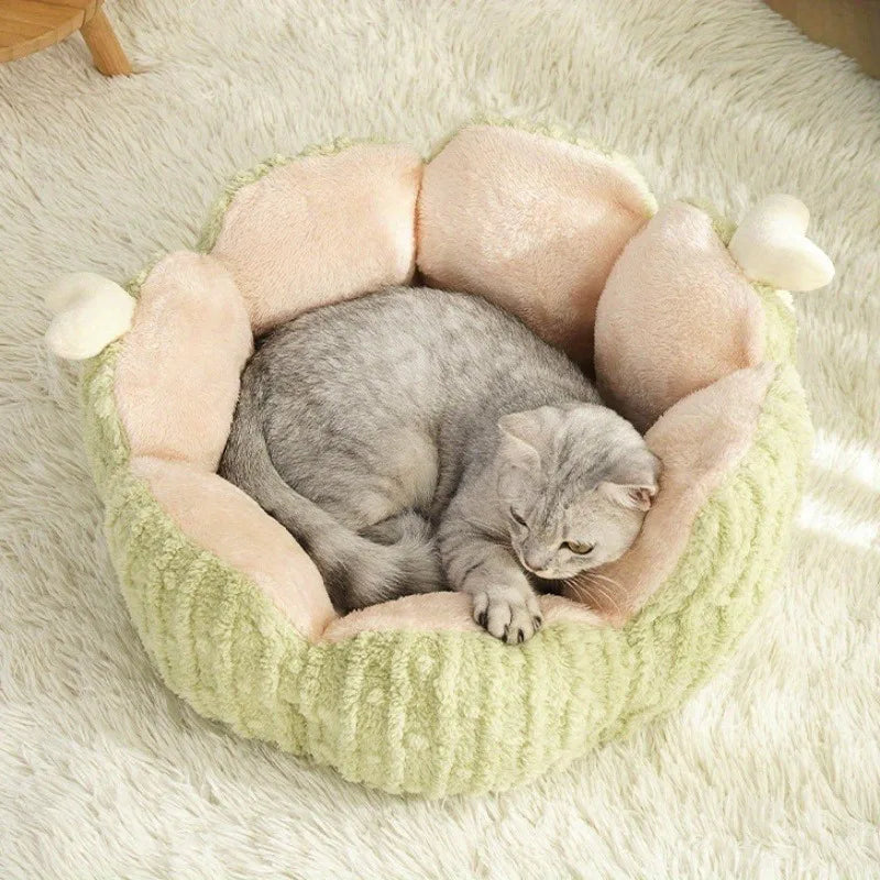 Warm Fluffy Winter Cat & Puppy Bed with Soft Cushion