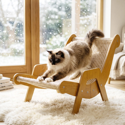 20.3" Wooden Cat Scratcher Lounger & Jute Lounge Chair