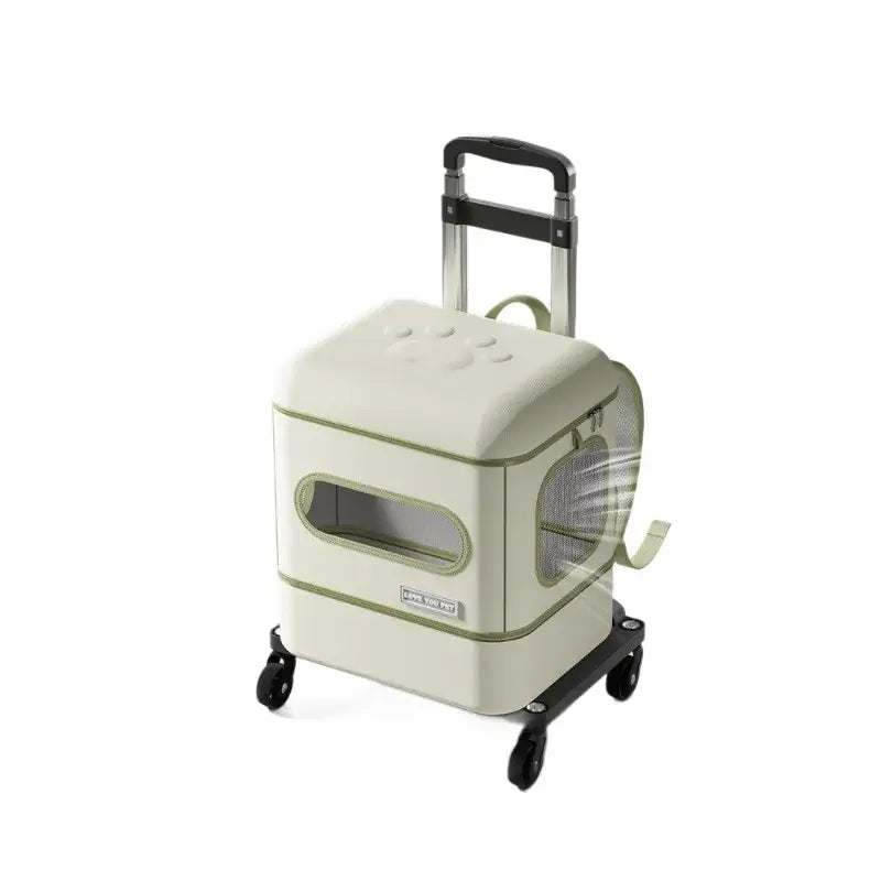 2-in-1 Rolling Cat Carrier Backpack with Built-In Litter Box