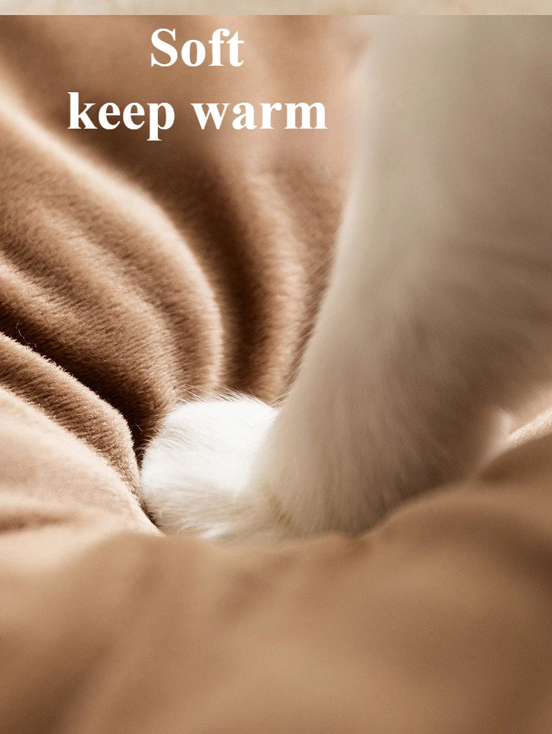 Self-Warming Plush Cat Tent Bed with Washable Cover