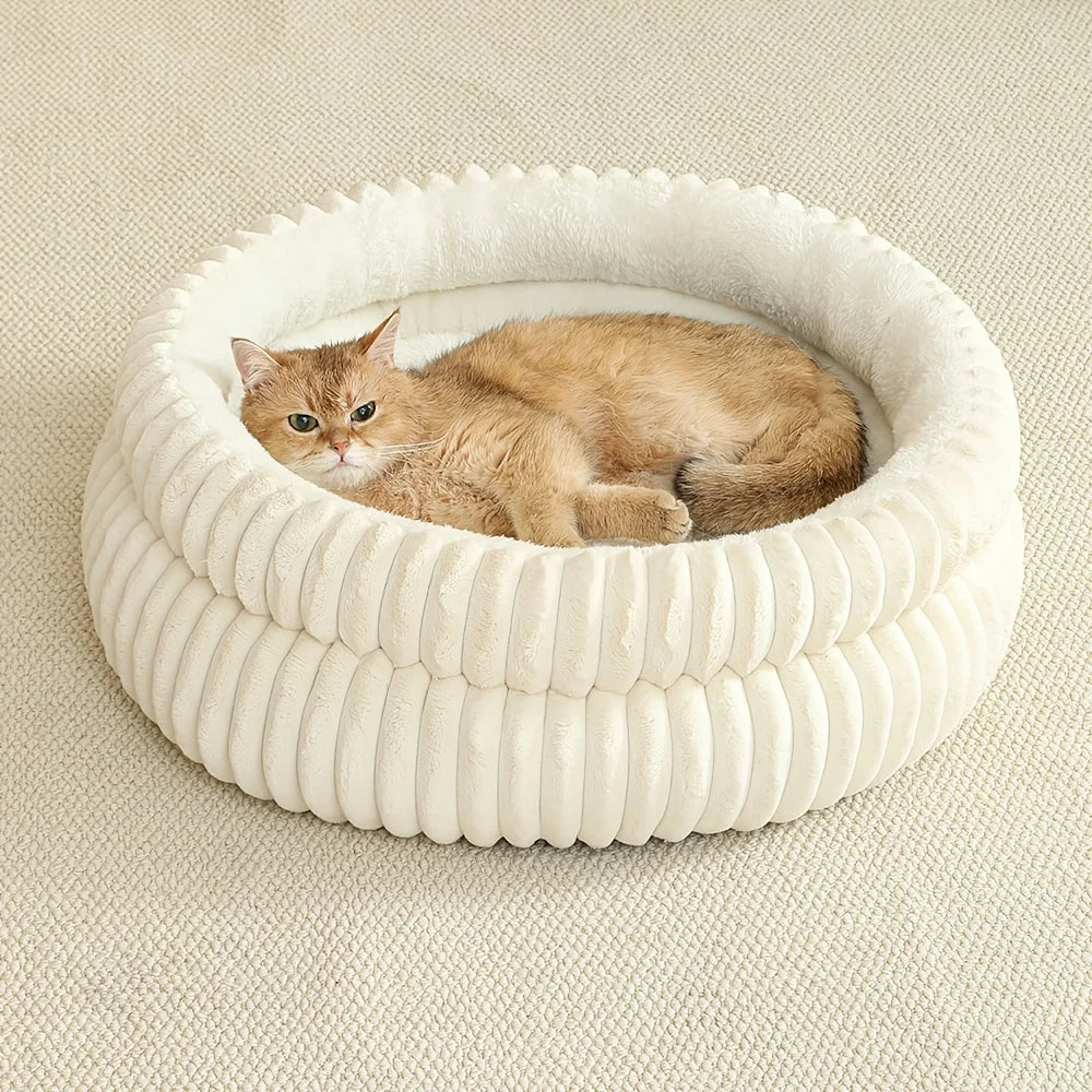 Round Cute Plush Cat Bed & Nest