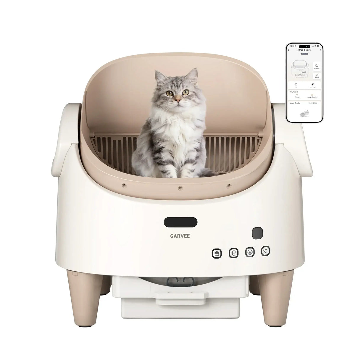 Open-Top Self-Cleaning Smart Cat Litter Box with 3-Level Height Adjustment