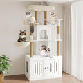 59" Cat Tree Tower with Hidden Litter Box Enclosure & Hammock