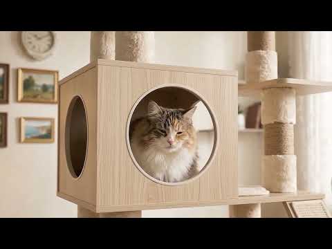 66.9" All-in-One Cat Tree Tower with Hidden Litter Box Enclosure Cabinet